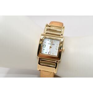 Chico’s Cuff Watch Mother of Pearl Dial Gold Tone Bracelet Japan Movt